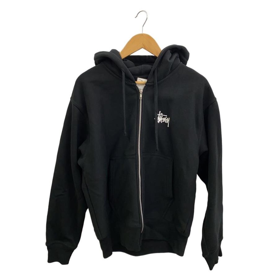 STUSSY◇BASIC STUSSY ZIP HOODIE/ジップパーカー/S/コットン/BLK