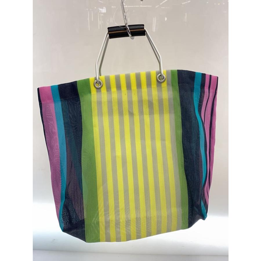 MARNI フラワーカフェ レザーハンドル トートバッグ マルチストライプ MARNI◇フラワーカフェトートバッグ/マルチストライプ/マルチカラー