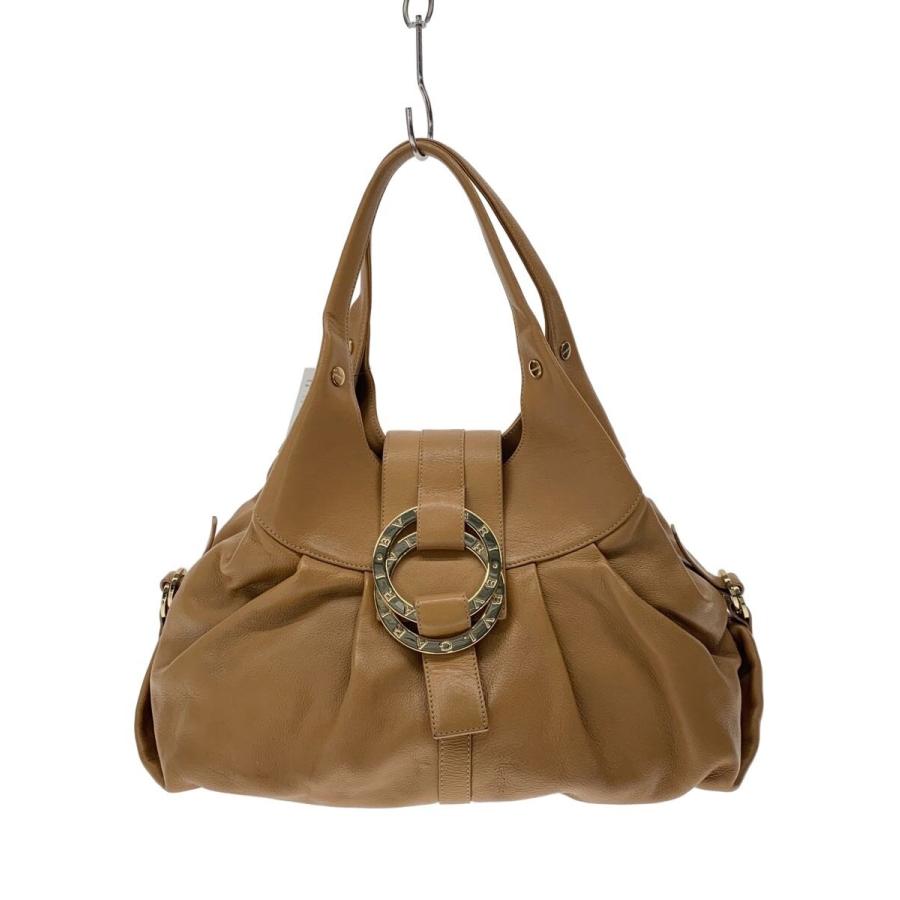 Bvlgari チャンドラ トートバッグ ベージュ/黒 BVLGARI◇チャンドラ/ロング/トート/ハンドバッグ/レザー/ベージュ