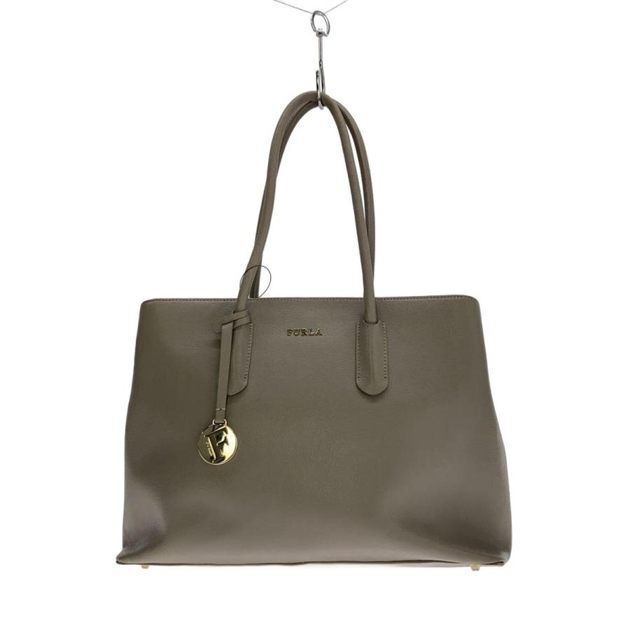 美品✨フルラ テッサ トートバッグ レザー グレー 底鋲 自立 A4 通勤