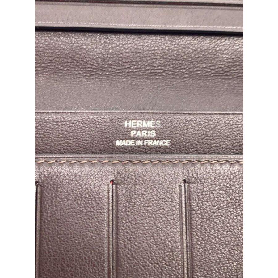HERMES◇長財布/レザー/ブラック/メンズ/シチズンツイルロング