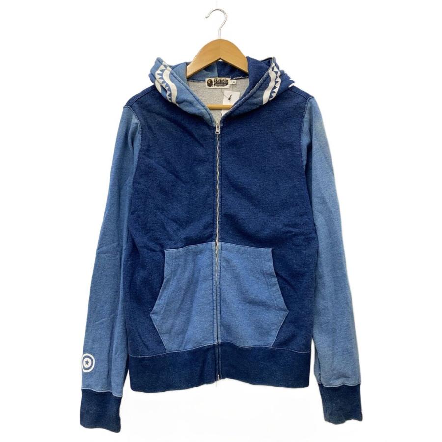 A BATHING APE◇ジップパーカー/M/コットン/インディゴ/001ZPD201019X