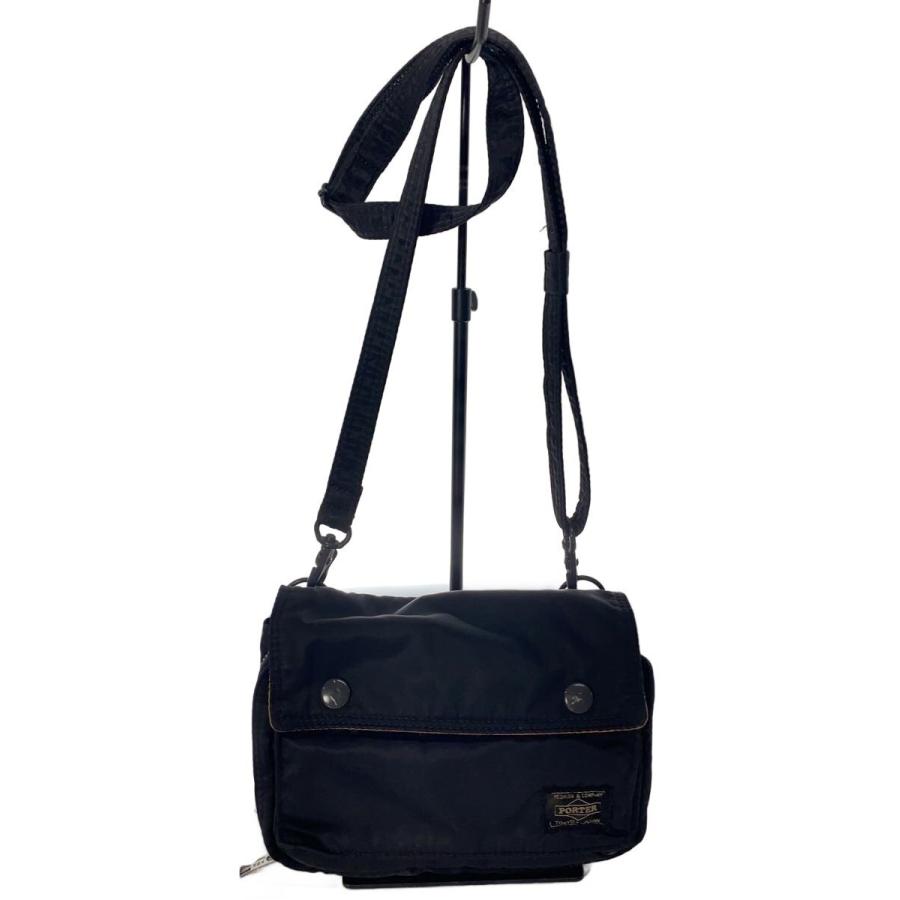 PORTER◇ウォレットショルダー/ショルダーバッグ/ナイロン/BLK/無地