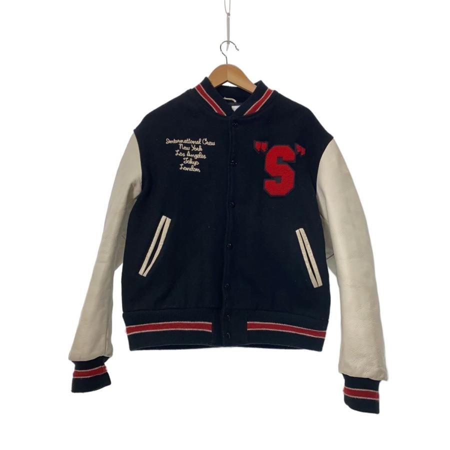 STUSSY◇Varsity Jacket/シリアルナンバー付き/袖レザー/スタジャン/L