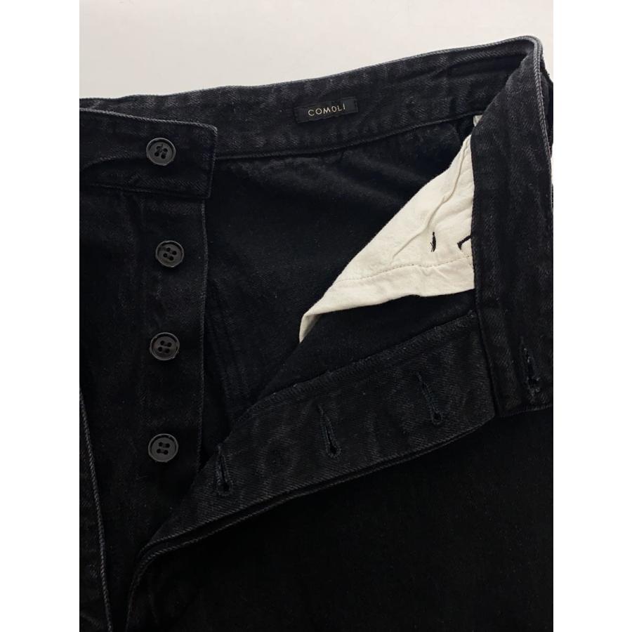 COMOLI◇25SS/デニムベルテッドパンツ/ボトム/2/デニム/BLK/B01-03001
