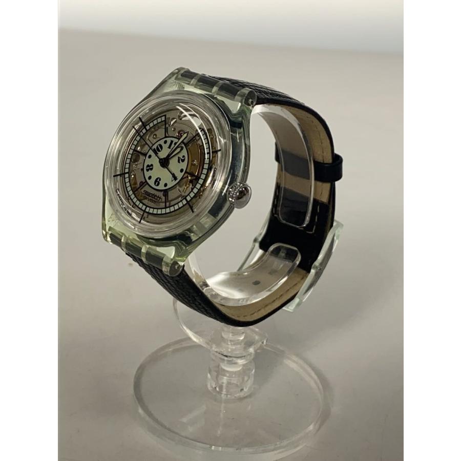 SWATCH◇自動巻腕時計/アナログ/レザー/CLR/BLK/SAG101 : セカンド
