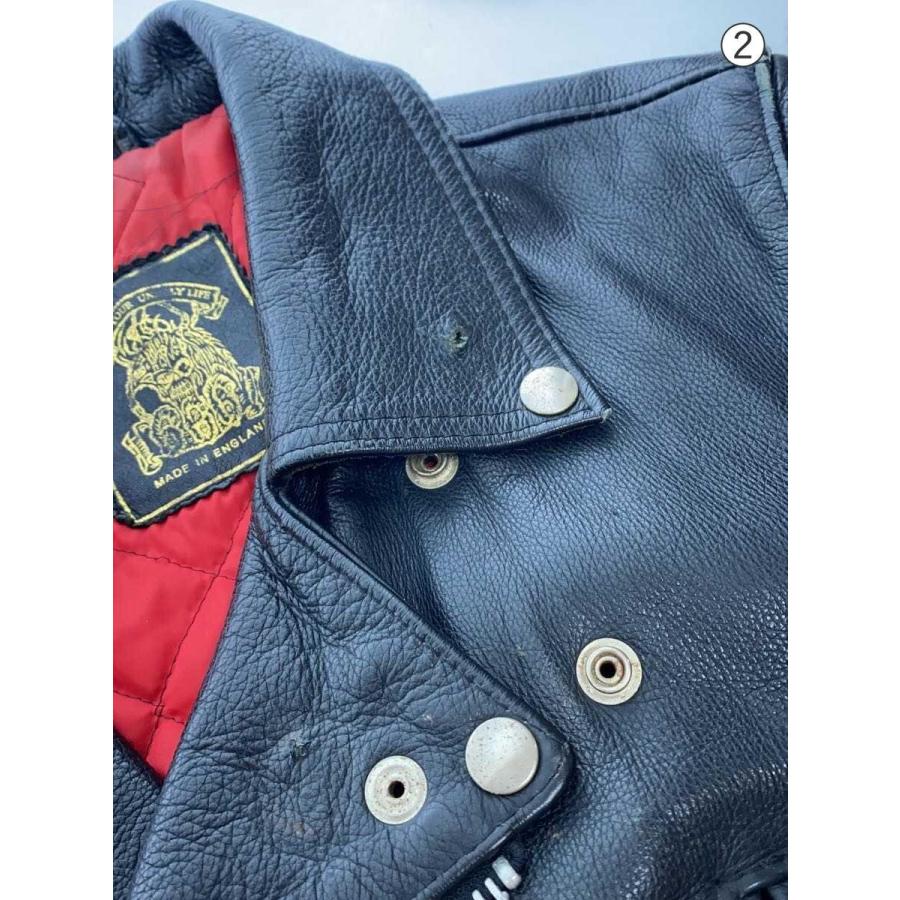 666 Leather Wear◇ダブルライダースジャケット/32/レザー/BLK