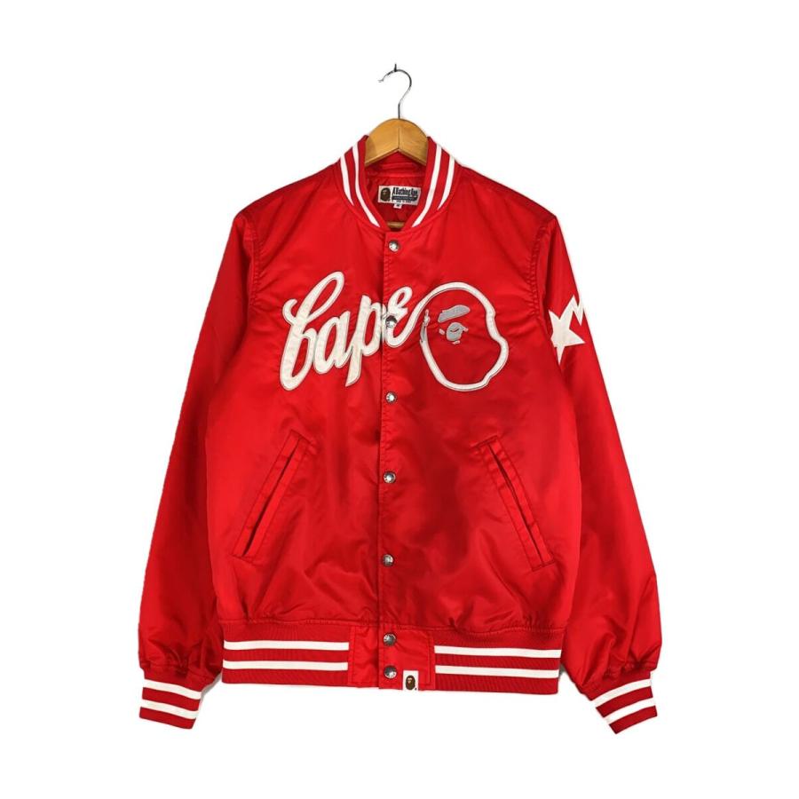A BATHING APE◇スタジャン/M/ナイロン/レッド/001LJA701020X