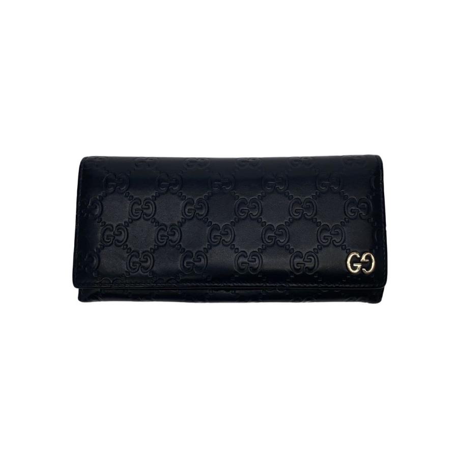 GUCCI美品 長財布 GGグッチシマ レザー ブラック 　インターロッキング GUCCI◇長財布_インターロッキングG_グッチシマ/レザー/BLK/総柄