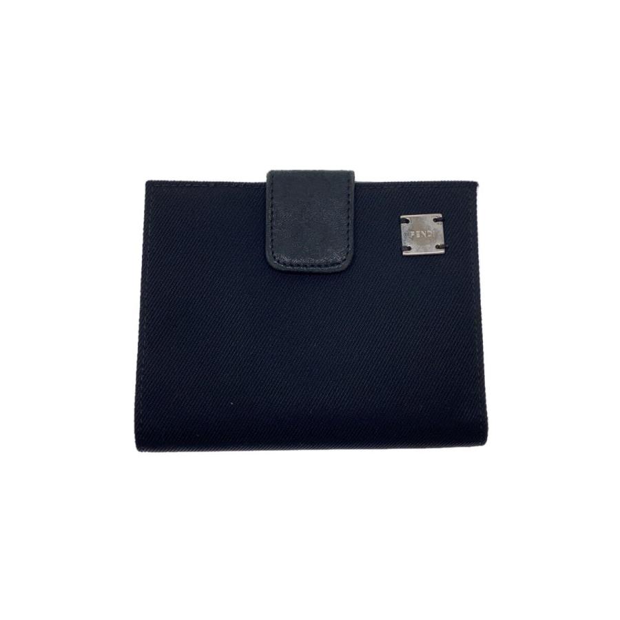 FENDI◇2つ折り財布/BLK/無地/メンズ/使用感有/箱無し// : セカンド