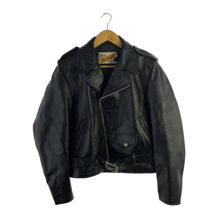 Schott◇ダブルライダースジャケット/38/レザー/BLK