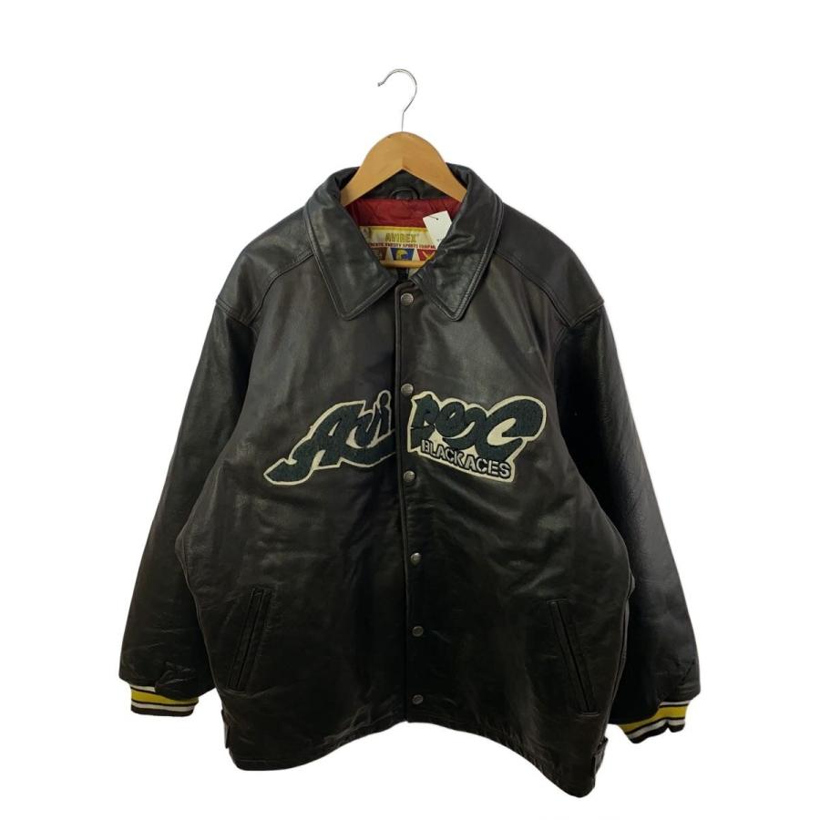 AVIREX◇BLACK ACES/レザージャケット・ブルゾン/XL/レザー/黒茶/39588 