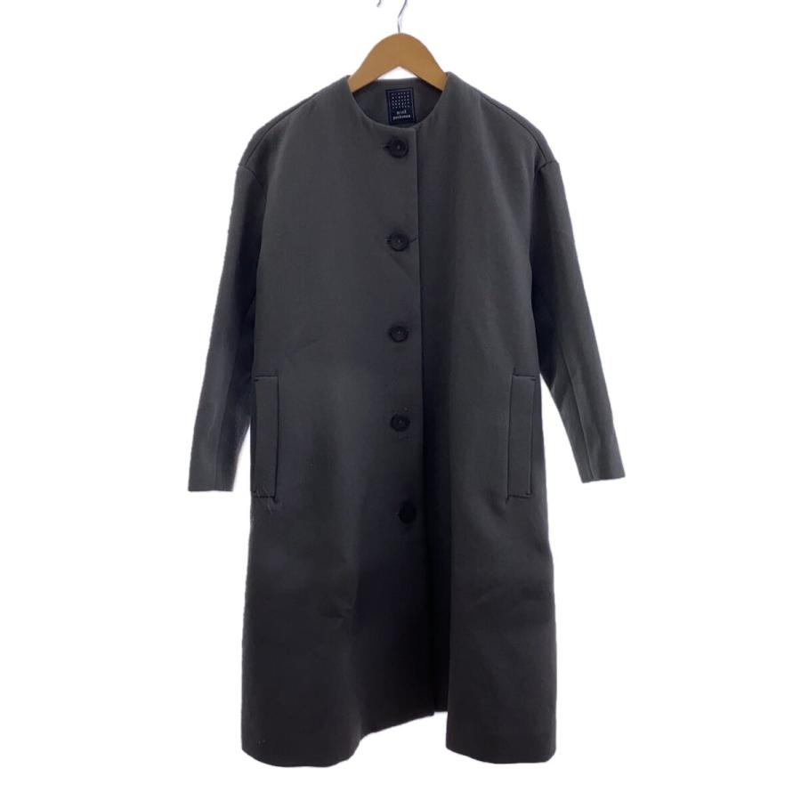 mina perhonen◇ノーカラーコト/グレー/包みボタン/ステンカラーコート