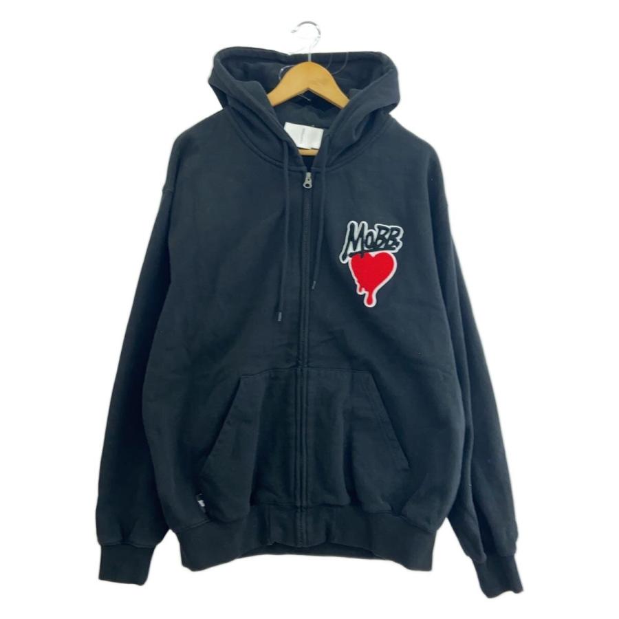 MOBB◇ハートデザイン/ジップパーカー/L/コットン/BLK : セカンド