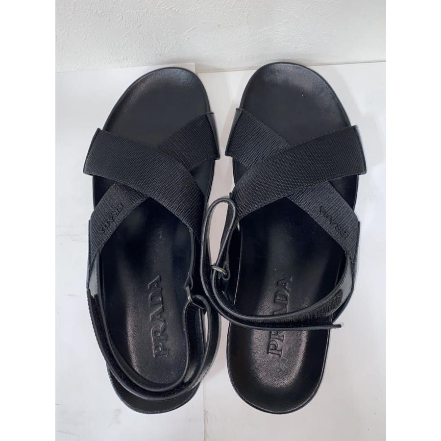 プラダ クロスストラップ サンダル ロゴ レザー 26cm PRADA クロス
