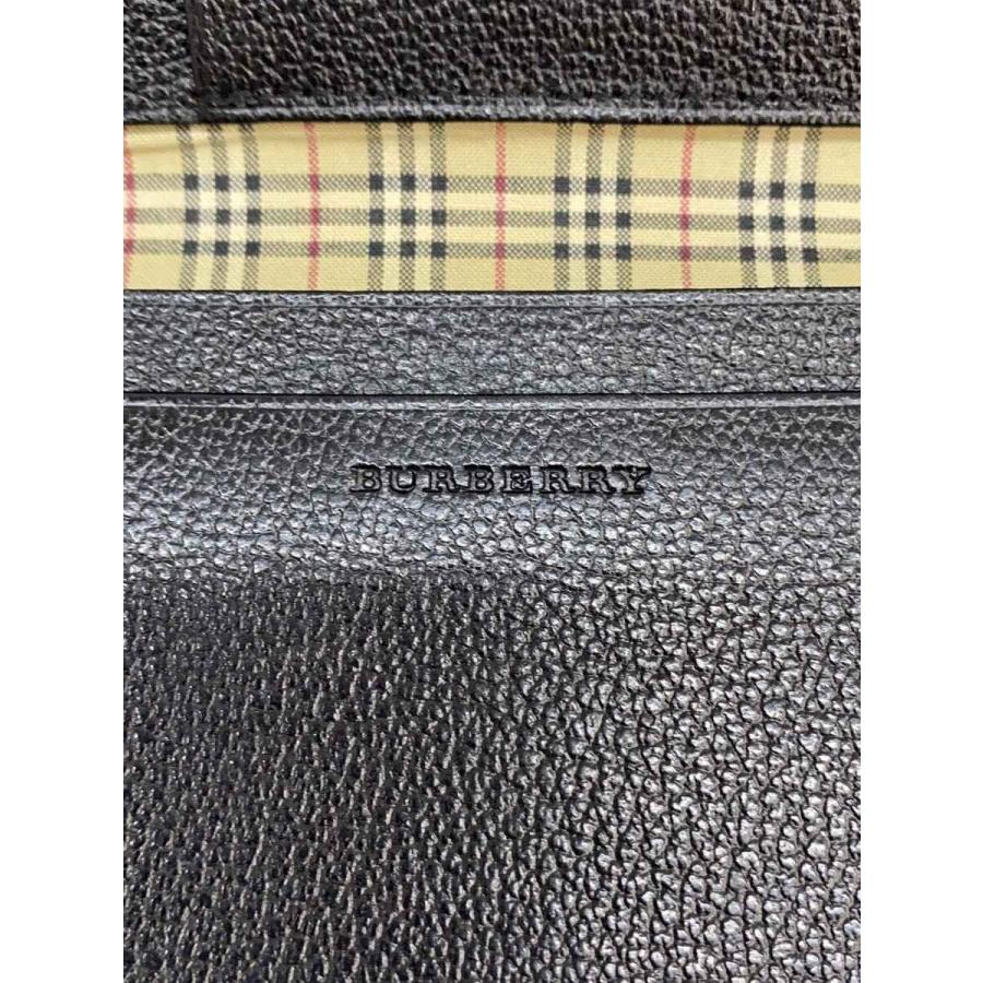 BURBERRY◇カードケース/レザー/BLK/無地/メンズ/内側ノバチェック
