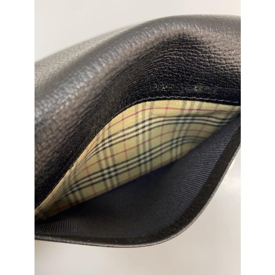 BURBERRY◇カードケース/レザー/BLK/無地/メンズ/内側ノバチェック