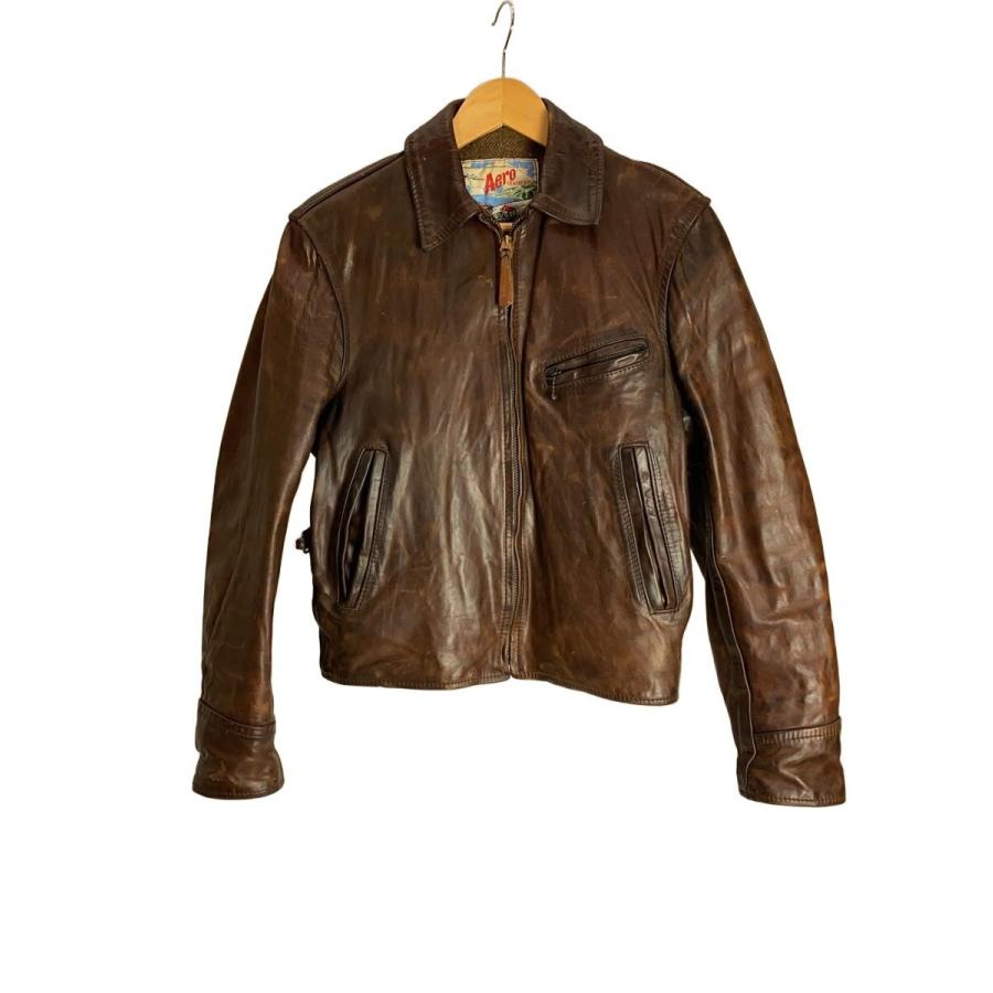 Aero Leather シングルライダースジャケット 34 AERO LEATHER◇レザージャケット・ブルゾン/34/レザー/BRW/A-2