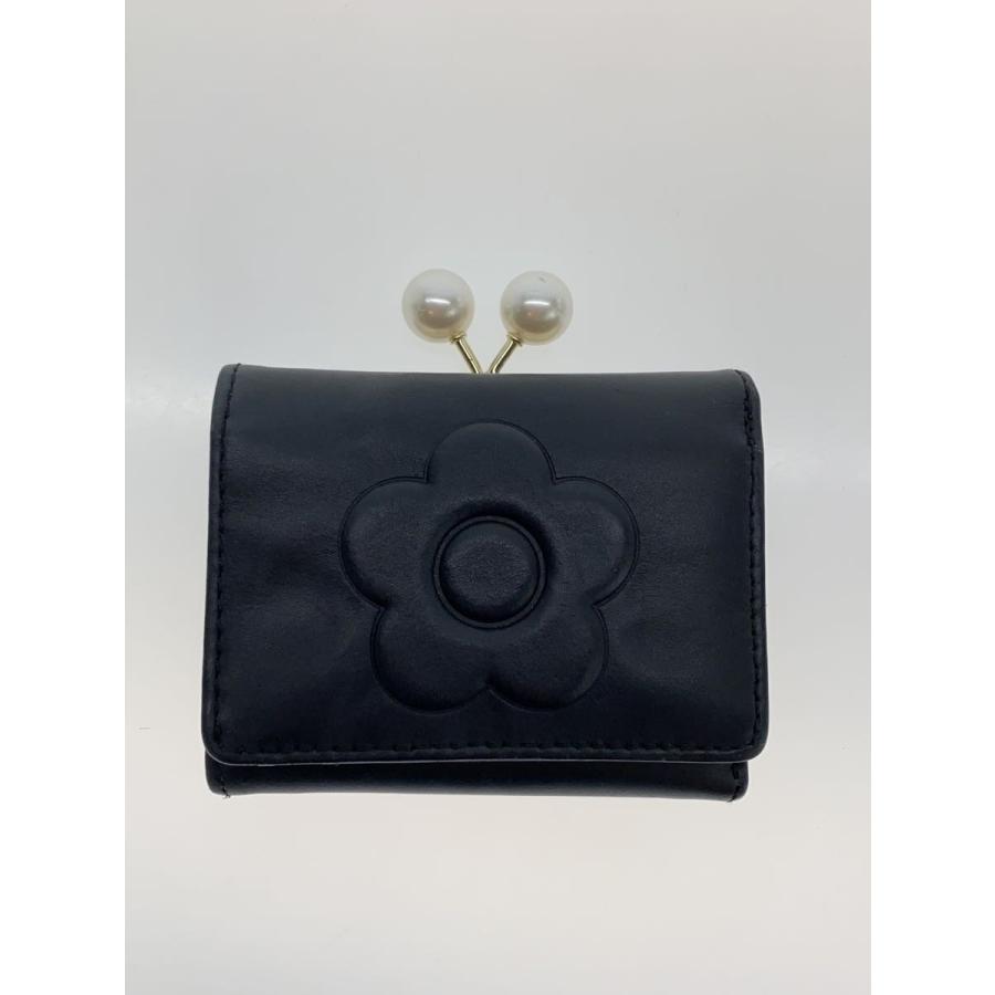 MARY QUANT◇3つ折り財布/レザー/BLK/レディース : セカンドストリート