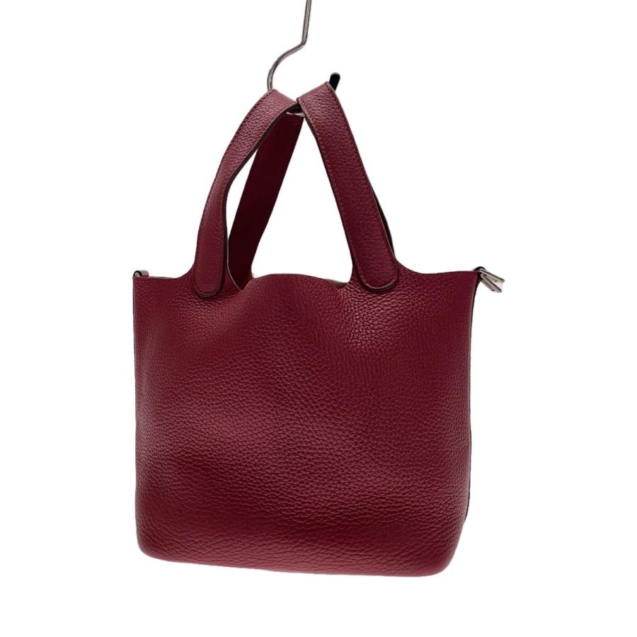 HERMES◇ピコタンロックPM_ハンドバッグ/T刻印/レザー/RED : セカンド