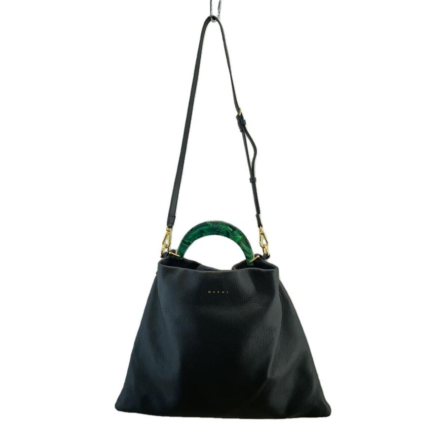 MARNI◇VENICE/ハンドバッグ/レザー/BLK/無地/SCMP0063U0 : セカンド