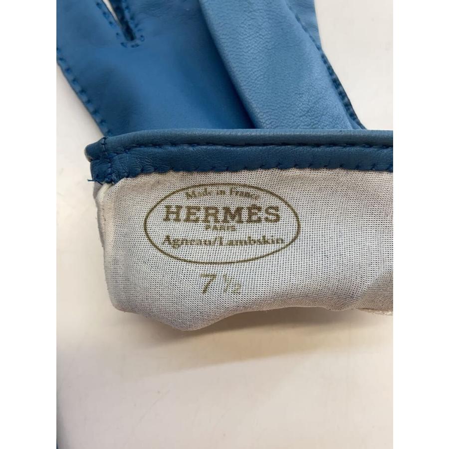 HERMES◇手袋/レザー/BLU/無地/レディース : セカンドストリートYahoo