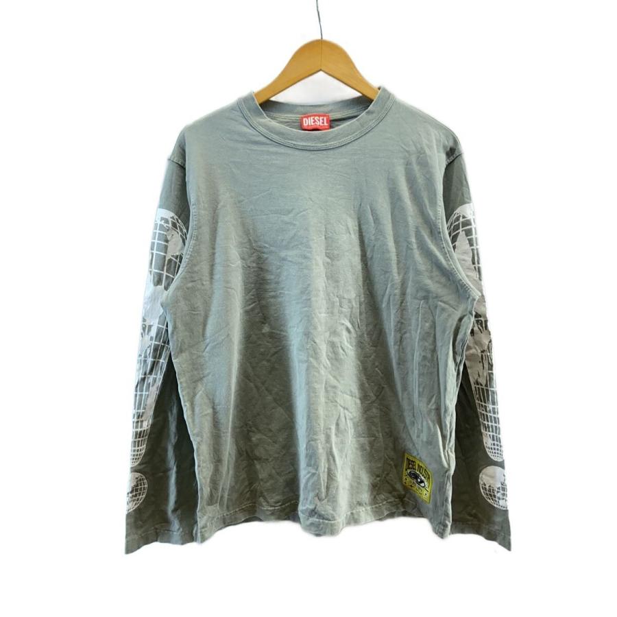 DIESEL タイト トップス 長袖 グレー Sサイズ 古着/中古品 匿名配送 DIESEL◇長袖Tシャツ/S/コットン/GRY/無地/t-crane-ls-l3 : セカンド