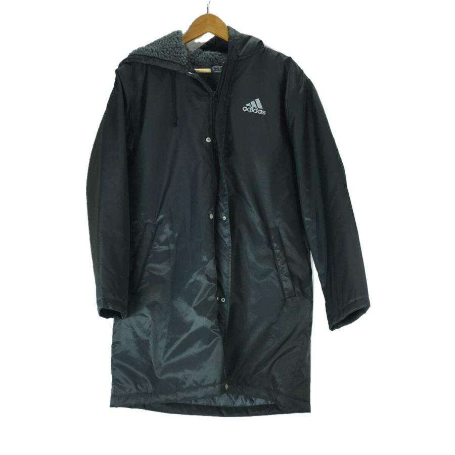 adidas◇ベンチコート/S/ブラック/裏ボア/着用感アリ/バック汚れアリ