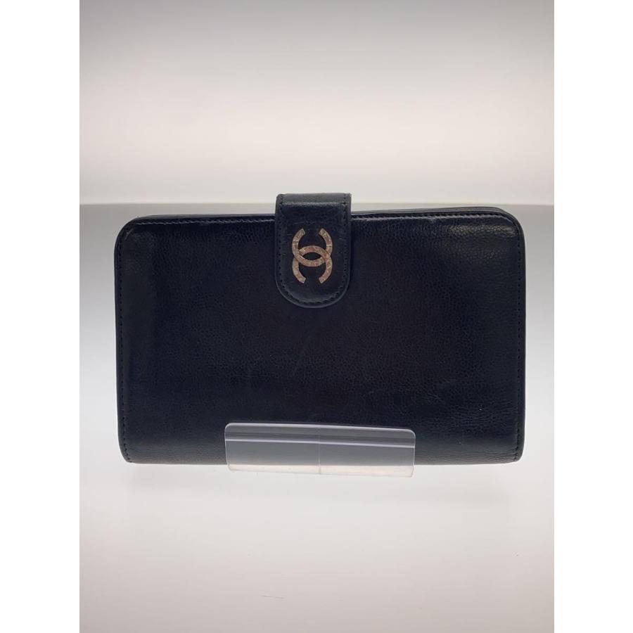 CHANEL◇2つ折り財布/レザー/ブラック/メンズ : セカンド CHANEL◇2つ折り財布/レザー/ブラック/メンズ : セカンド