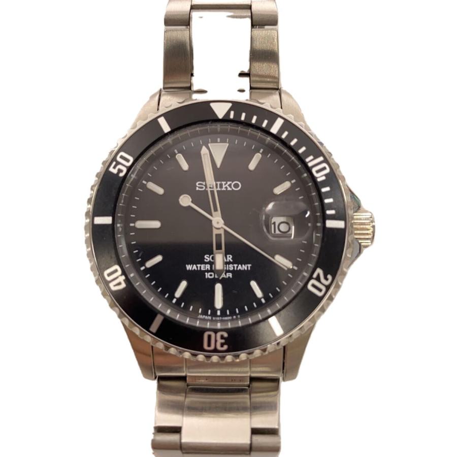 SEIKO◇クォーツ腕時計/アナログ/ステンレス/BLK/SLV/V157-HADO SEIKO◇クォーツ腕時計/アナログ/ステンレス/BLK/SLV/V157-HADO