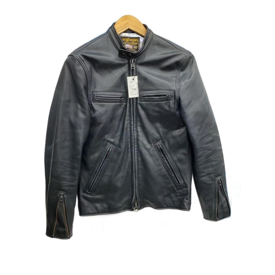 TR151様　VANSON レザー シングルライダース ジャケット　黒　36 VANSON◇シングルライダースジャケット/36/牛革/BLK// : セカンド