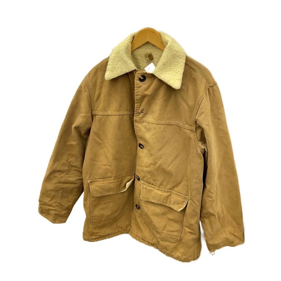 70s カーハートプリントタグ carhartt Carhartt◇70s/プリントタグ/裏ボア/ランチコート/第二ボタン欠品