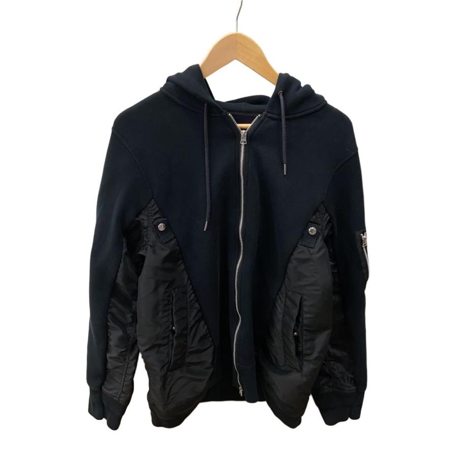 sacai◇コンビネーション/ジップパーカー/4/コットン/NVY/SCM-324