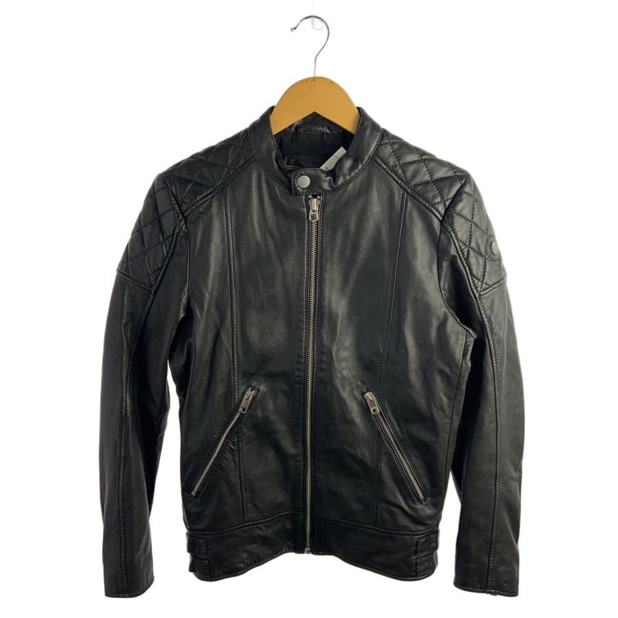 DIESELブラックレザー シングルライダースジャケット DIESEL◇シングルライダースジャケット/S/羊革/BLK/SUPERIOR/擦れ有