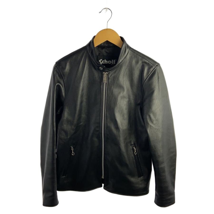 Schott◇レザージャケット・ブルゾン/M/羊革/BLK/無地/3111066