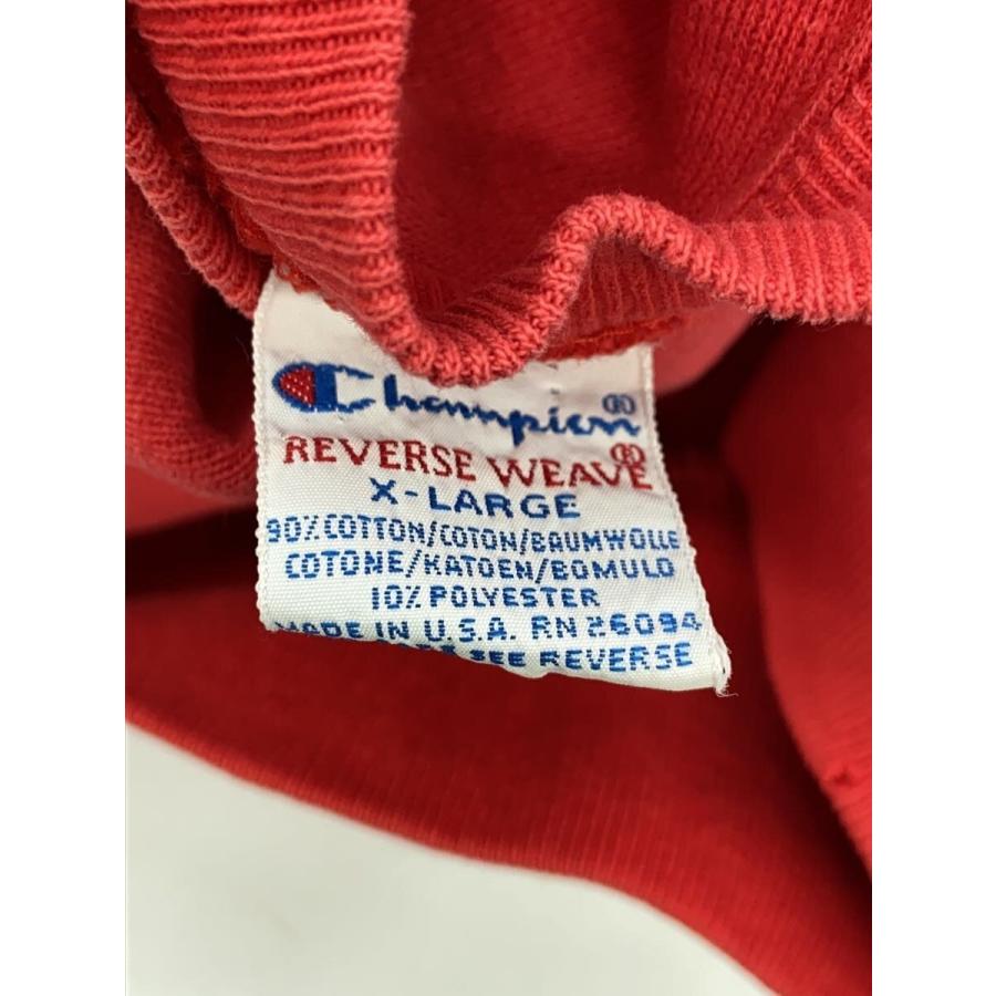 Champion◇スウェット/XL/コットン/RED/無地 美品 XL 完全目無し90s USA 赤