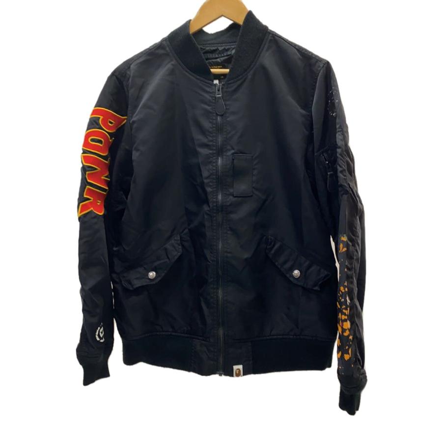 A BATHING APE◇SHARK LOOSE FIT MA-1 JACKET/M/ポリエステル/BLK 