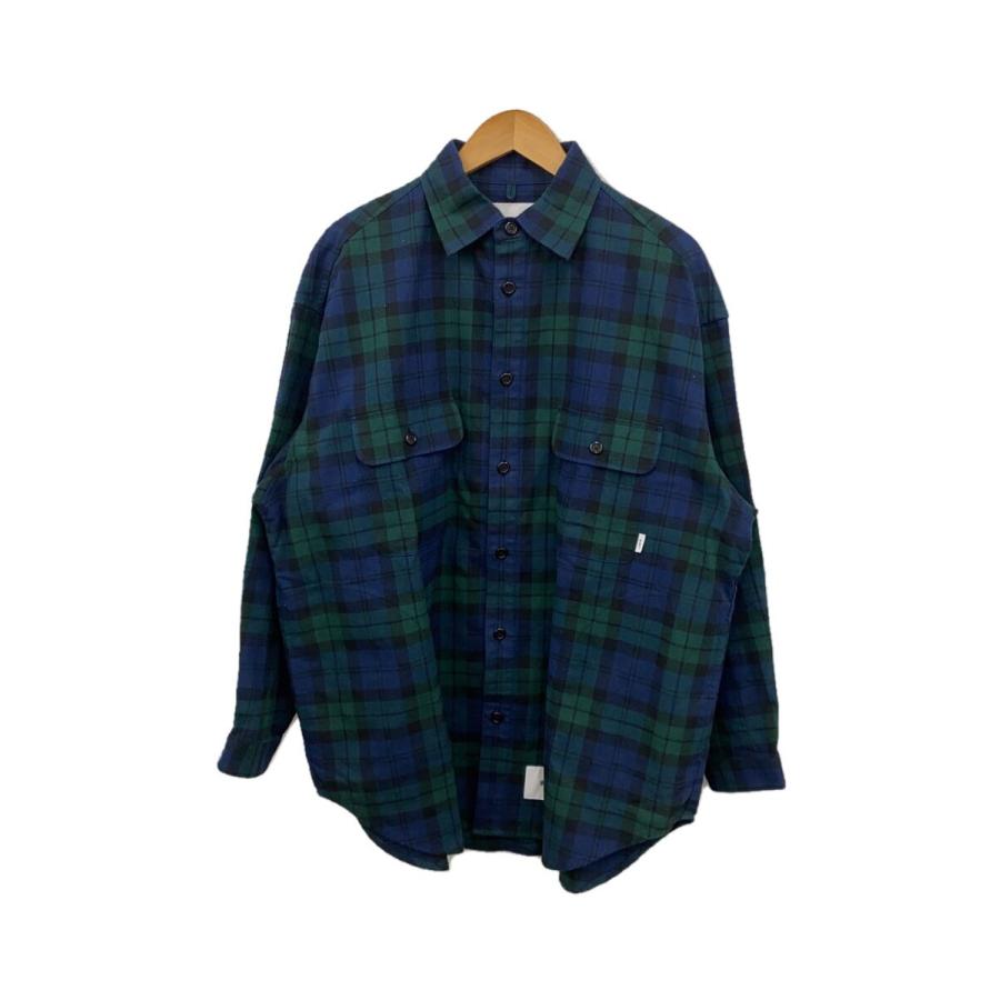 WTAPS◇WCPO LS SHIRT 02 COTTON. FLANNEL.TEXTILE/2/コットン/BLU