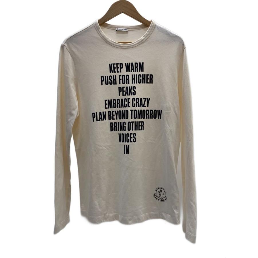 MONCLER MAGLIA GIROCOLLO ロングスリーブ Tシャツ非美品 MONCLER◇MAGLIA GIROCOLLO/プリントロンt/長袖Tシャツ/S/コットン/BEG