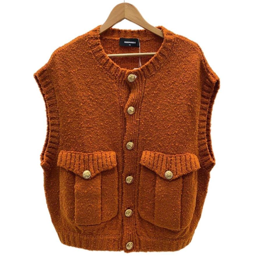 DSQUARED2◇SLEEVELESS CARDIGAN/XS/ウール/ORN/無地/S75HA1206
