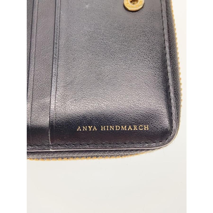 ANYA HINDMARCH◇2つ折り財布/レザー/BLK/レディース : セカンド