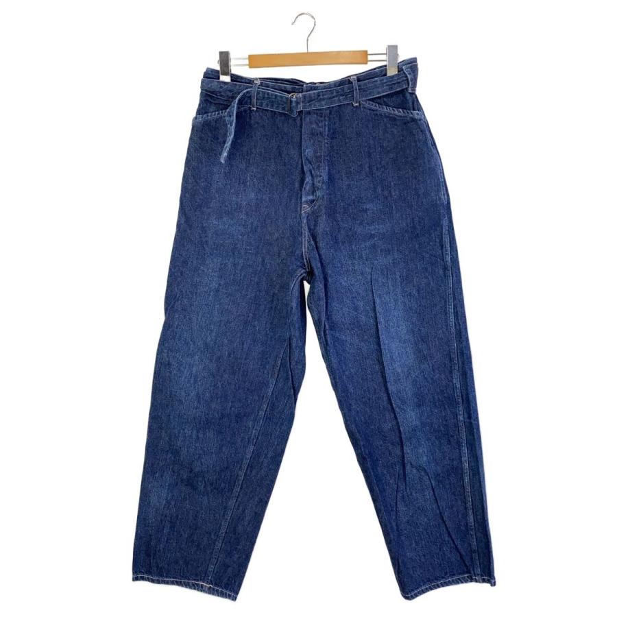 COMOLI◇19SS/デニムベルテッドパンツ/4/デニム/インディゴ/P01-03004