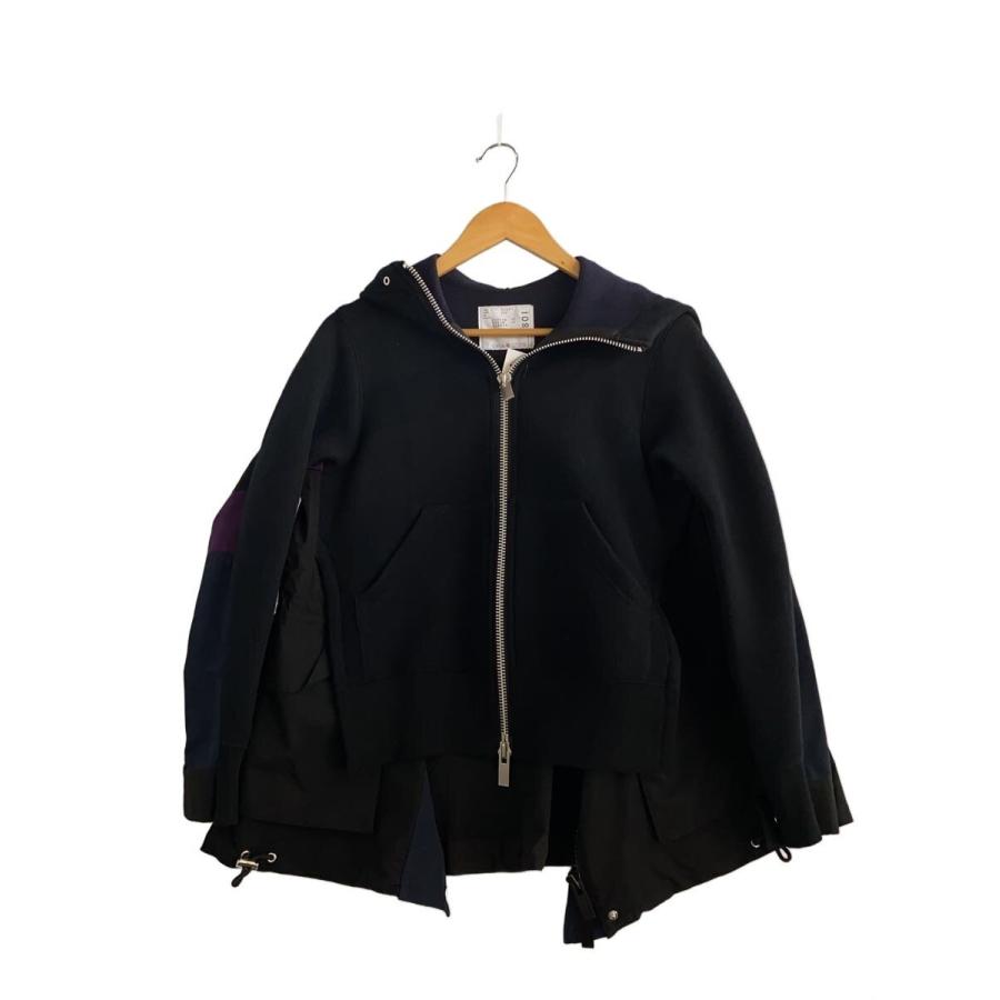 sacai◇ジップパーカー/1/コットン/ブラック/21-05801// : セカンド