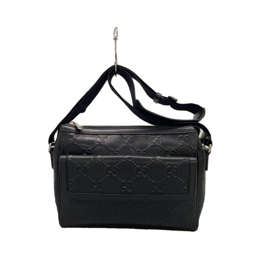 GUCCI◇ショルダーバッグ_GGエンボス/レザー/BLK/総柄 : セカンド