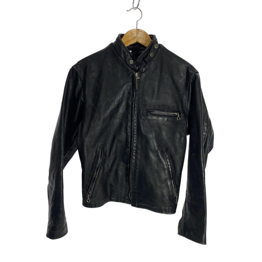 Schott ショット641 36 シングルライダース ライナー付 Schott◇シングルライダースジャケット/36/レザー/BLK/無地/641/状態