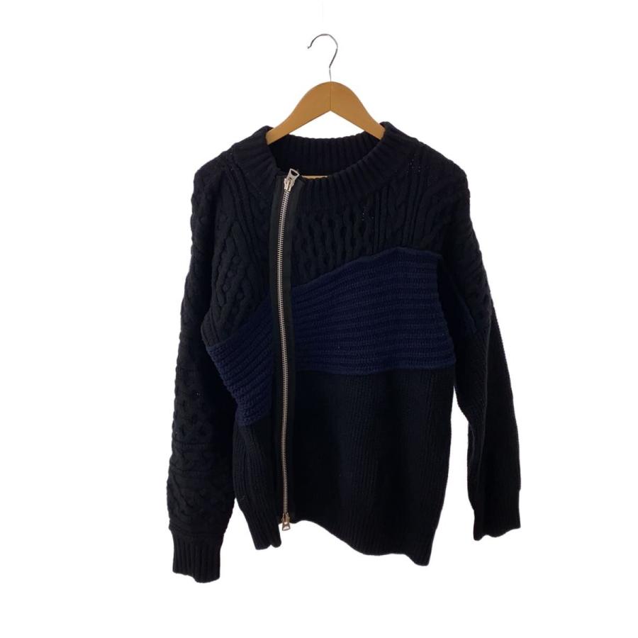 sacai◇Wool Knit Blouson/ニット・セーター(厚手)/1/ウール/BLK/21