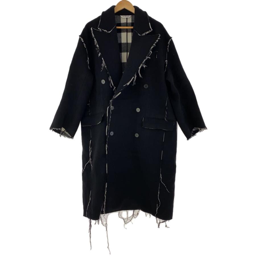 BALENCIAGA◇22AW/Raw Edge Coat/コート/2/ウール/ブラック