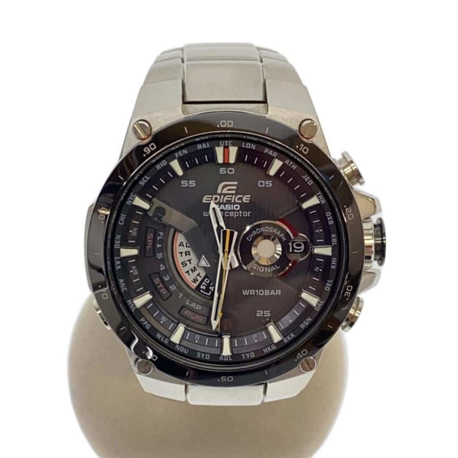 CASIO◇ソーラー腕時計・EDIFICE/アナログ/SLV/SLV : セカンド