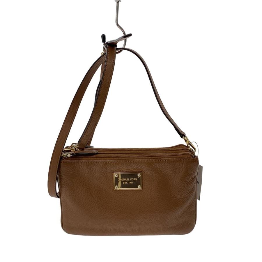 MICHAEL KORS◇ショルダーバッグ/レザー/BRW/財布/角スレ有 : セカンド 