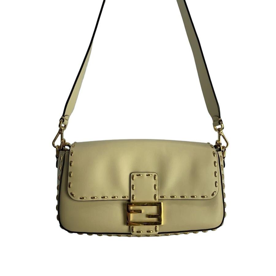 FENDI◇ショルダーバッグ/レザー/CRM/無地/8BR600/バゲット : セカンド